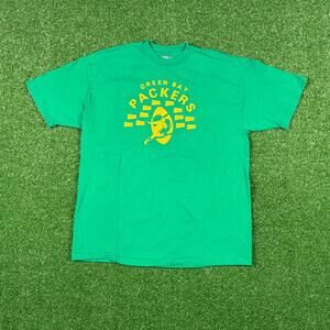 Vintage 80s 90s Green Bay Packers throwback green t shirt single stitch